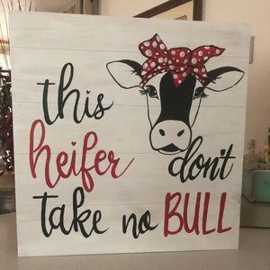 Fun cow picture painted on wood